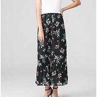 womens high rise micro elastic wide leg pants simple wide leg print