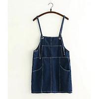 womens daily casual simple shift denim dress solid strap above knee sl ...