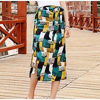 Women\'s Casual/Daily Midi Skirts Swing Color Block Summer