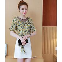 womens casualdaily simple summer t shirt skirt suits print round neck  ...