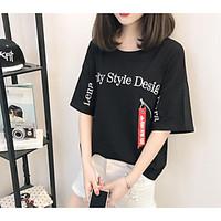 womens casualdaily cute summer t shirt letter round neck short sleeve  ...