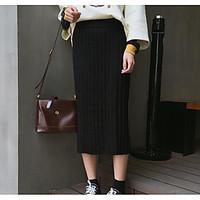 Women\'s Casual/Daily Midi Skirts Swing Solid Summer