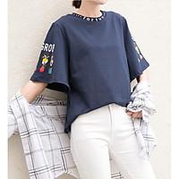 womens casualdaily cute summer t shirt letter round neck short sleeve  ...