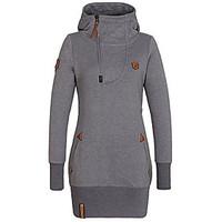 womens casualdaily hoodie solid hooded micro elastic polyester long sl ...