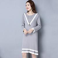 womens casualdaily simple sweater dress striped v neck above knee long ...