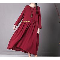 womens going out casualdaily loose dress solid round neck asymmetrical ...