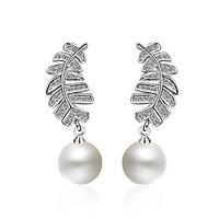Women\'s Drop Earrings Imitation Pearl Imitation Pearl Hypoallergenic Pearl Platinum Plated Leaf Jewelry 147 Party/Evening Dailywear Gift1