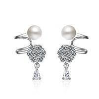 womens clip earrings imitation pearl unique design hypoallergenic pear ...