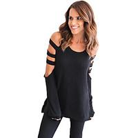 womens going out party sexy t shirt solid u neck long sleeve polyester ...