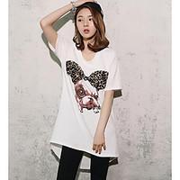 womens going out cute t shirt print color block round neck short sleev ...