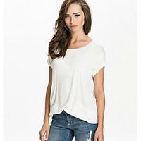 Women\'s Casual/Daily Simple Active T-shirt, Print Round Neck Short Sleeve Cotton Bamboo Fiber