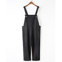 womens mid rise micro elastic overalls pants simple loose harem solid