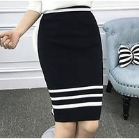 womens going out above knee skirts bodycon color block spring