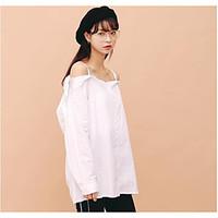 womens casualdaily simple shirt solid boat neck long sleeve cotton thi ...