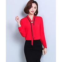 womens casualdaily simple blouse solid v neck long sleeve others