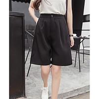 womens mid rise micro elastic wide leg shorts pants simple wide leg so ...