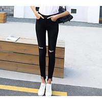 womens mid rise micro elastic jeans pants simple skinny solid