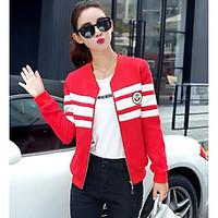 womens casualdaily simple summer jacket striped round neck long sleeve ...