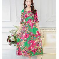 womens casualdaily swing dress floral v neck maxi length sleeve linen  ...