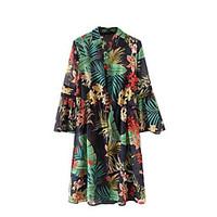 Women\'s Casual Sexy Shirt, Print Shirt Collar Long Sleeve Chiffon