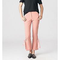 womens high rise micro elastic chinos pants simple bootcut solid