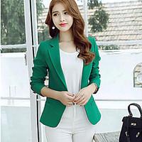 Women\'s Casual/Daily Simple Spring Summer Suit, Solid Shirt Collar Long Sleeve Regular Rayon
