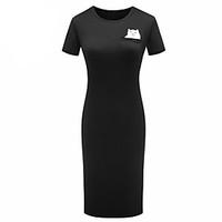 womens daily street chic bodycon dress solid round neck above knee sho ...