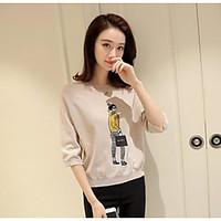 womens casualdaily simple t shirt print round neck sleeve cotton thin