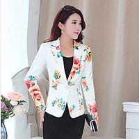 Women\'s Casual/Daily Simple Spring Fall Suit, Solid Shirt Collar Long Sleeve Regular Polyester