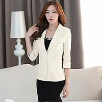 womens work simple spring fall blazer print round neck long sleeve reg ...