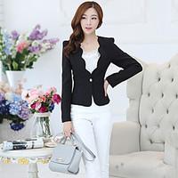 womens work simple spring fall blazer print round neck long sleeve reg ...