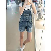 womens mid rise micro elastic jeans overalls pants simple straight sol ...