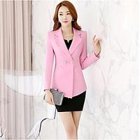 Women\'s Work Simple Spring Fall Blazer, Print Round Neck Long Sleeve Long Others