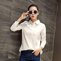 womens casualdaily work simple shirt solid shirt collar long sleeve po ...