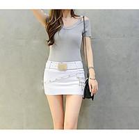 womens casualdaily mini skirts bodycon pure color solid summer