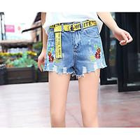 Women\'s Mid Rise Micro-elastic Shorts Pants, Simple Wide Leg Floral