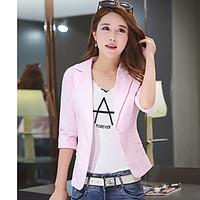 womens work simple spring fall blazer print round neck long sleeve reg ...