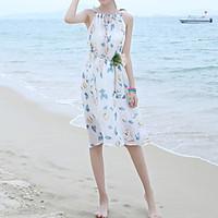 womens traveling bodycon dress print boat neck midi sleeveless silk su ...