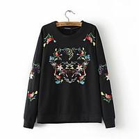 Women\'s Casual/Daily Going out Simple Sweatshirt Print Round Neck Micro-elastic Polyester Long Sleeve Fall