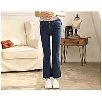 womens mid rise micro elastic jeans pants simple bootcut solid