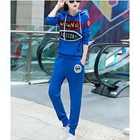 womens casualdaily sports simple active fall hoodie pant suits letter  ...