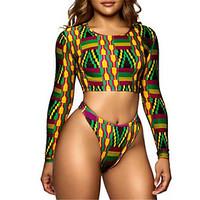 Women\'s Halter Bikini Geometric Polyester Spandex Geometic