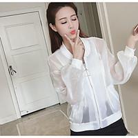 womens casualdaily simple summer jacket solid stand long sleeve regula ...