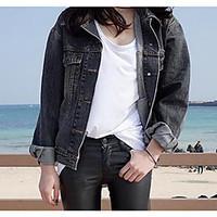 womens casualdaily simple spring denim jacket color block stand long s ...