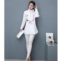 womens casualdaily simple shirt solid floral shirt collar long sleeve  ...