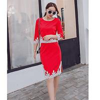 womens casualdaily street chic spring summer shirt skirt suits solid r ...