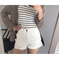 womens high rise inelastic shorts pants simple loose solid