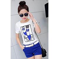 womens casualdaily simple summer t shirt pant suits print round neck s ...