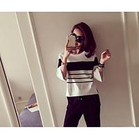 womens casualdaily street chic summer t shirt pant suits striped round ...