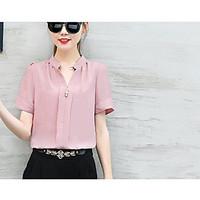 womens casualdaily simple summer t shirt pant suits solid v neck short ...